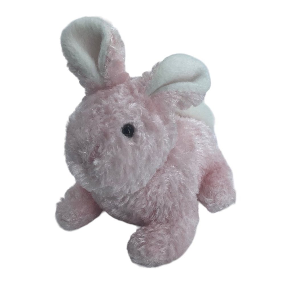 Commonwealth Toys Bunny Rabbit Pink White Soft Cuddly Plush Stuffed Animal 4.75"